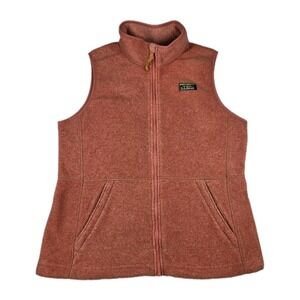 LL Bean Fleece Vest Womens Medium Regular Sienna Brick Outdoors Hiking Gorpcore